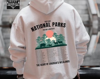 63 National Parks Crewneck Vintage Mountain Crewneck Park Ranger Environmental Camping Clothes Granola Girl Grizzly Bear Wildlife Sweatshirt