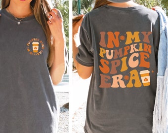 In My Pumpkin Spice Era Comfort Colors Shirt, Halloween Iced Coffee Lover Funny Shirt for Women, Fall Season Tee, Girlfriend Halloween Tee