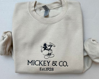 Embroidered  Mickey & Co Sweatshirt, Mickey and Co. est. 1928 Hoodie,Disney Trip Comfort Colors Shirt, Trendy Crewnecks for Women, Mom gifts