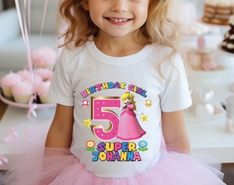 Personalized Super Princess Mario Birthday Shirt, Birthday Princess Peach Shirt, Mario Party Birthday Shirt, Custom Birthday Girl tee