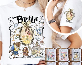 Retro Disney Princess Shirt, Coquette Disney Princess Tee, Disney Girl Trip Tee, Disney Group Shirt, Personalized Disney Tee, Princess Bella