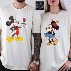 Disney Valentine Retro Comfort Colors Shirt,Valentines Day Couple Shirt,Valentine Matching Couples Shirts,Valentine Mickey and Minnie Shirts
