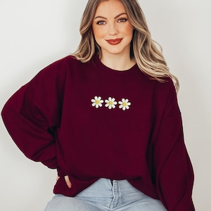 Lilac Big Daisy Drop Shoulder Sweatshirt