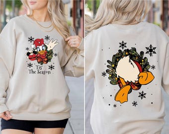 Mickey's and Friends Very Merry Christmas Party 2025 Hoodie, Goofy Tis' The Season Xmas Sweatshirt, Disney Characters Comfort Colors Shirt