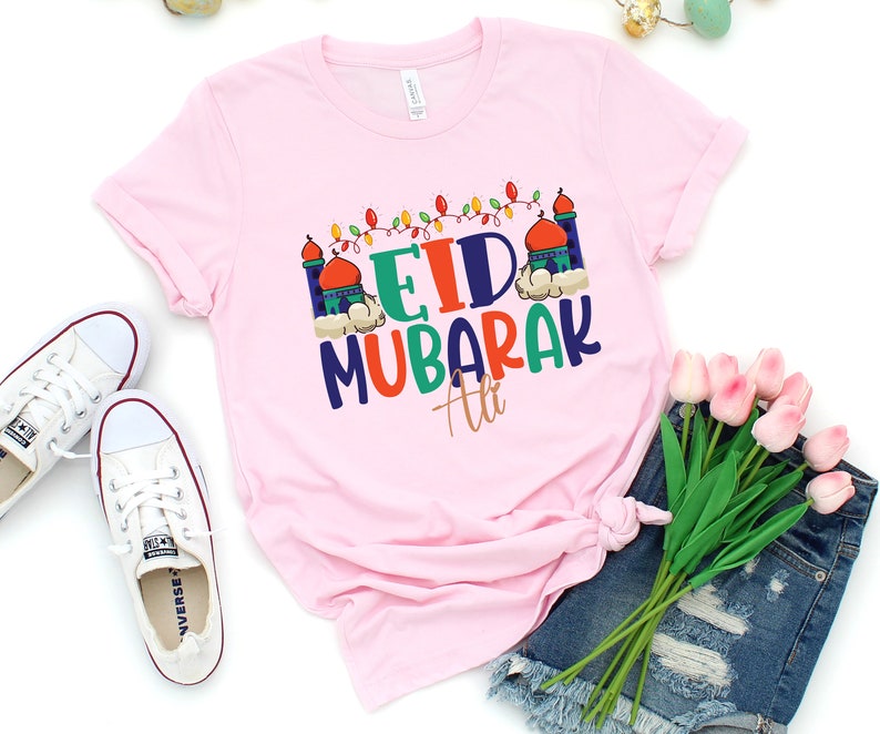 Custom Name Eid Mubarak T-Shirt For Family, Eid Mubarak Shirt For Kids, Eid Islam Muslim Eid Al Fitr Women-Men Shirt, Unisex Muslim Holiday image 3