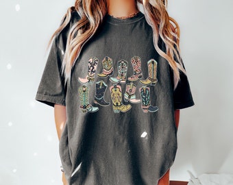 Cowgirl Boots Shirt, Country Concert Tee, Western Graphic Tee for Women, Oversized Graphic Tee, Cute Country Shirts, Cowgirl Shirt, Western