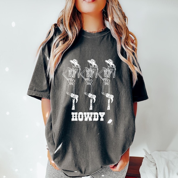 Camiseta de vaquero "Howdy", camiseta de vaquero "Esqueleto", camiseta de esqueleto bailando, camiseta bohemia, camiseta de algodón de inspiración vintage, camiseta unisex, camiseta de colores cómodos