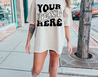 Custom Retro Comfort Colors TShirt, Custom Oversized shirt, Personalized Text, Custom Design, Custom Matching Family Tee, Your Design Here
