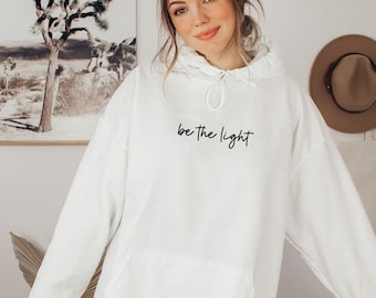 Minimalist Be The Light Sweatshirt, Christian Sweater, Religious Crewneck Sweatshirt, Faith Pullover, Bible Sweater,Christian Apparel