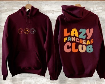 Groovy Lazy Pancreas Club Sweatshirt, Shirt For Diabetics And People With Diabetes, Gift for Diabetes, Type 1 Diabetes Shirt, Positive Gift
