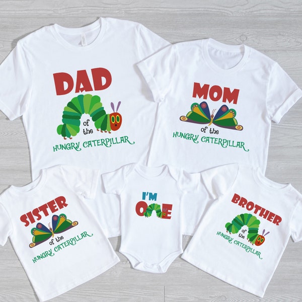 The very hungry caterpillar first birthday shirts, Hungry caterpillar party,