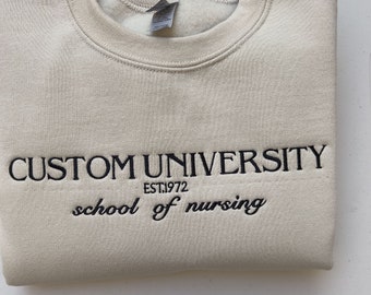 Custom College Embroidered Sweatshirt/Hoodie and Comfort Colors® Shirt,Embroidered Personalized University Sweatshirt or Comfort Color Shirt