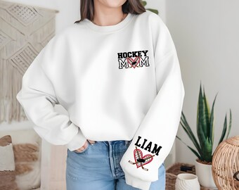 Personalized Hockey Mom Sweatshirt, Custom Hockey Mama Hoodie, Sports Mom Shirt, Gift Shirt For Sports Mom, Game Day Hoodie, Game Day Hockey