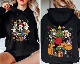 Mickey's and Friends Very Merry Christmas Party 2025 Hoodie, Goofy Tis' The Season Xmas Sweatshirt, Disney Characters Comfort Colors Shirt