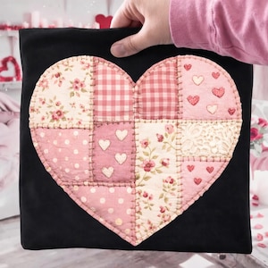 Corazón de San Valentín con patchwork (Png), San Valentín moderno (Png), Sublimación de San Valentín (Png), Regalo para ella, San Valentín retro (Png), Corazón con patchwork (Png)