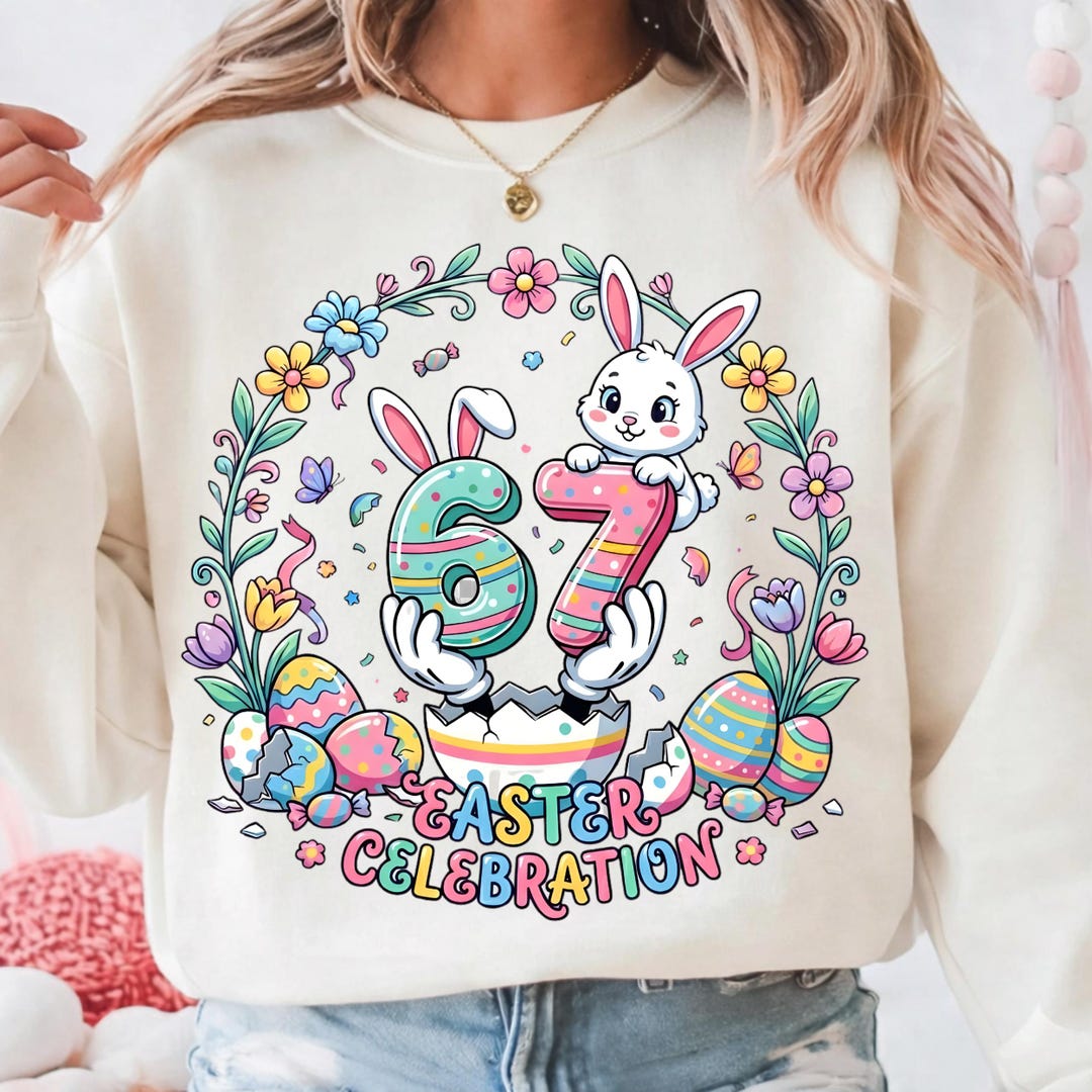 Funny 67 Easter Bunny Ears PNG, Happy Easter Day Sublimation, Six Seven ...