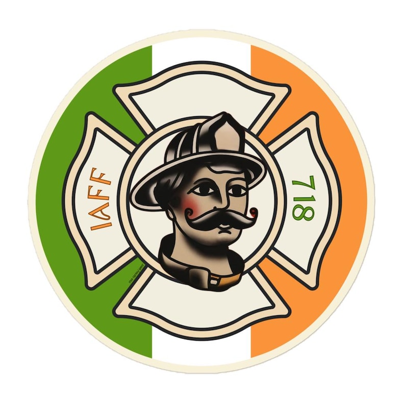 Irish Firefighter Sticker: IAFF Maltese Cross, Vintage Tattoo Art - Etsy