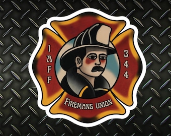 Personalized IAFF Firefighter Sticker: Vintage Tattoo Art Decal