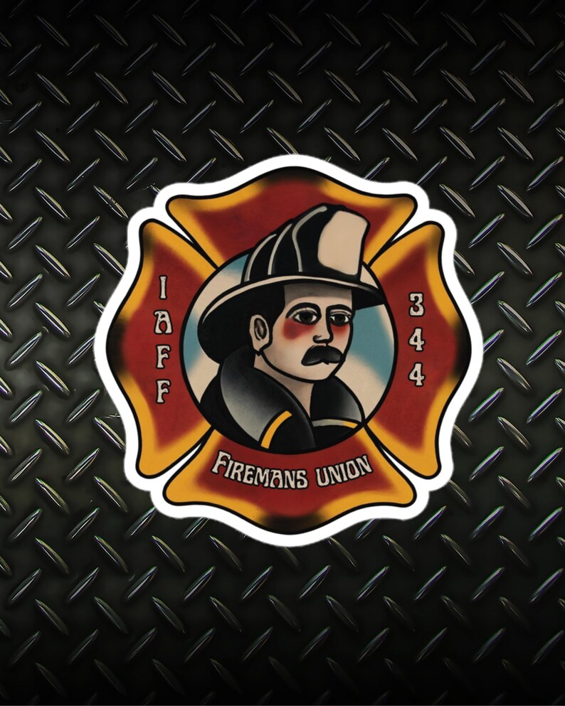 Personalized IAFF Firefighter Sticker: Vintage Tattoo Art Decal - Etsy