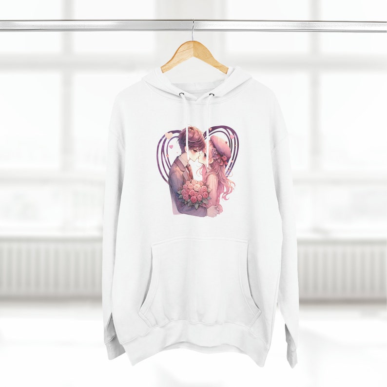 2 Sided Anime Hoodie Kissing Couple Valentines Day Gift Hoodie Three