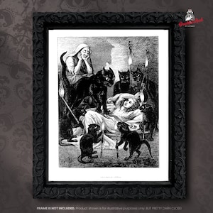 Halloween Cat Decor | Halloween Party | Victorian Gothic | Gothic Wall Decor | Black Cat Art | Cat Illustration | Cat Lover Gift | Witch Art