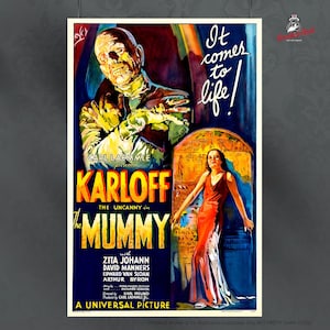 The Mummy Movie Poster | Boris Karloff, Vintage Horror Satin Print - Etsy