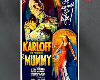 The MUMMY Boris Karloff Movie Theater Vintage Digitally Remastered Fine ...