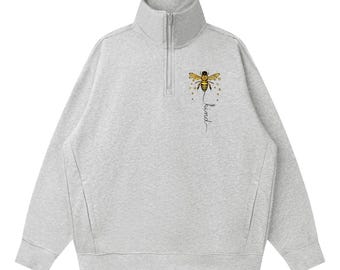 Sweatshirt mit Viertel-Reißverschluss und fallender Schulter