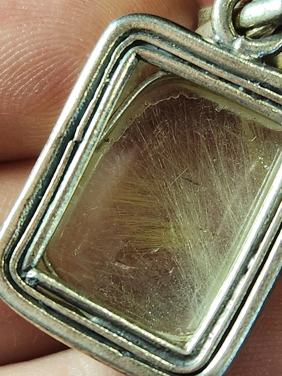 Vintage sterling silver rutilated quartz pendant … - image 4