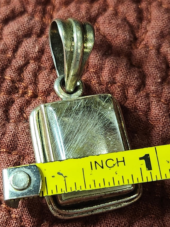 Vintage sterling silver rutilated quartz pendant … - image 6