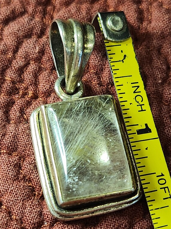 Vintage sterling silver rutilated quartz pendant … - image 5