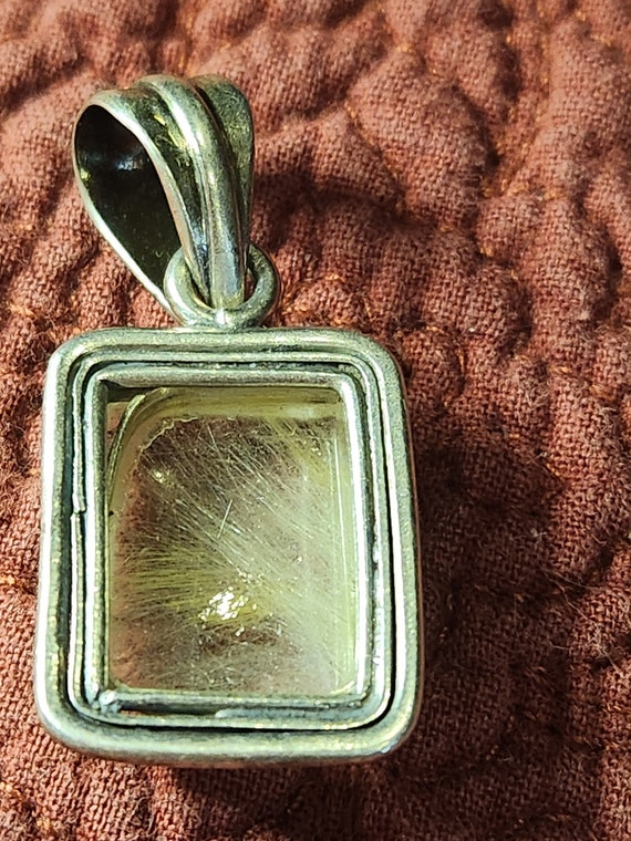 Vintage sterling silver rutilated quartz pendant … - image 3