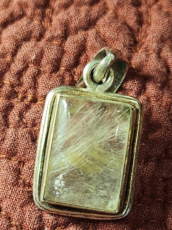 Vintage sterling silver rutilated quartz pendant … - image 2