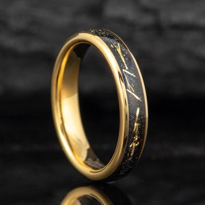4mm Cosmic Galaxy Ring, Tungsten Wedding Ring Woman, Space Galaxy Wedding Band for Women, Dome, Personalized, Meteorite Ring, Galaxy Ring