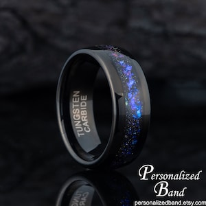 Man Orion Nebula Ring, Mens Outer Space Wedding Ring, Black Galaxy Ring, Personalized Anniversary Ring, Custom Engraved Ring, Gift for Him