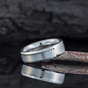Wedding Band for Men, Men&#39;s Silver Wedding Ring, Silver Tungsten Ring, Promise Ring for Him, Personalized Anniversary Birthday Gift for Man
