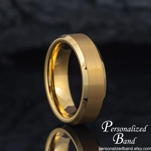Men&#39;s Gold Tungsten Wedding Ring, His & Hers Matching Couples Ring, Her Engagement Band, Promise Ring for Him, Classic Anniversary Ring