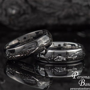 Personalized Tungsten Wedding Band, Cosmic Galaxy Ring, Wedding Ring for Men, Meteorite Galaxy Men's Ring, His Anniversary Tungsten Ring