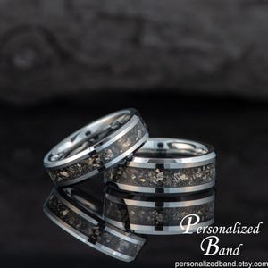 Outer Space Wedding Band for Men, Meteorite Galaxy Anniversary Ring for Boyfriend, Promise Ring for Him, Tungsten Ring, Gift for Men