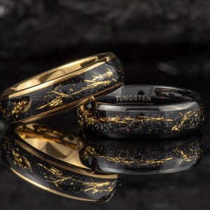 Personalized Tungsten Wedding Ring, Cosmic Galaxy Ring, Wedding Band Men, Meteorite Galaxy Ring, 6mm Tungsten Ring, His Anniversary Band