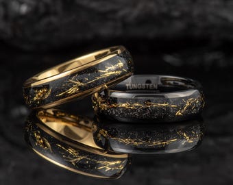 Personalized Tungsten Wedding Ring, Cosmic Galaxy Ring, Wedding Band Men, Meteorite Galaxy Ring, 6mm Tungsten Ring, His Anniversary Band