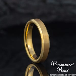 Gold Tungsten Wedding Ring, His and Hers Ring, Gold Wedding Band, Promise Ring for Him, Anniversary Matching Gift, Men&#39;s Rings Women&#39;s Ring