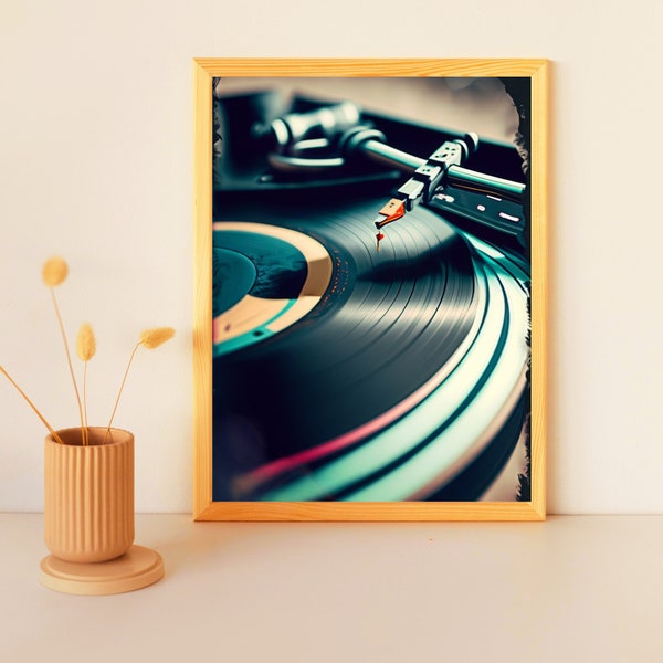 Vintage Vinyl Record Poster, Retro Music Wall Art Print, Digital Art Decor, Music Lover Gift, Digital Downloads, Digital Prints