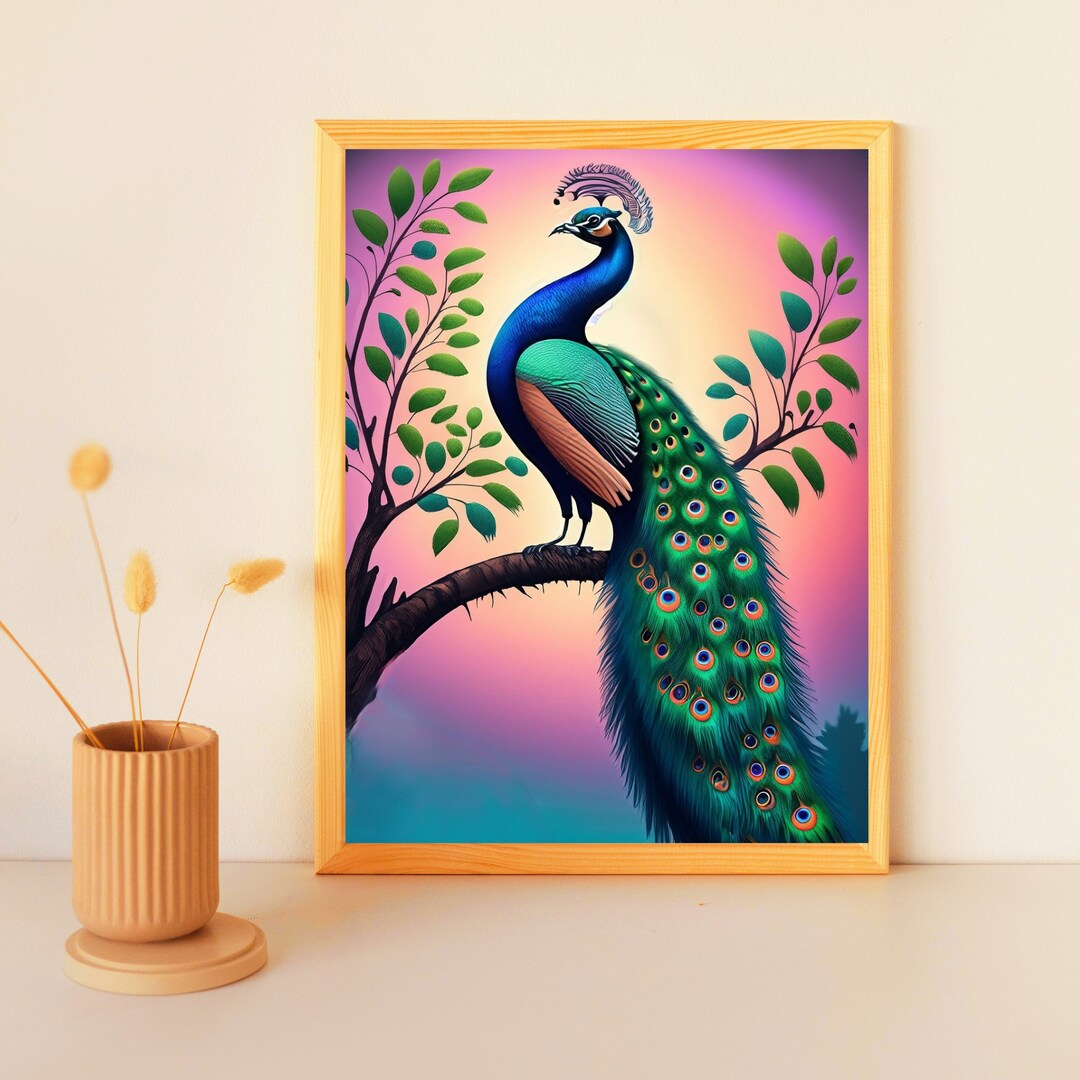 Peacock Wall Decor Handmade Painting Vibrant Peacock Art Etsy