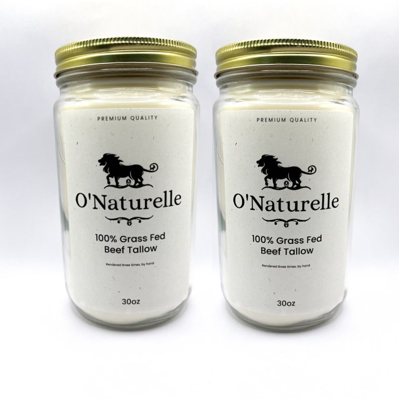 100% Pure Grass Fed and Finished Refined Beef Tallow, Great For Cooking, Making Lotion, Soap 60 Fluid ounces