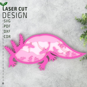 Axolotl Layered SVG, Laser Cut files, 3d svg, Paper Cutting, 3d SVG, Multilayer svg, Cricut, Glowforge, Xtool