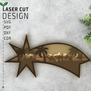 Star Nativity Scene Laser Cut File – Layered SVG Multilayer 3D Papercut Design for Christmas or Religious Decor
