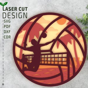 Volleyball Laser Cut File – Layered SVG Multilayer 3D Design for Sports Wall Art or Gift Projects