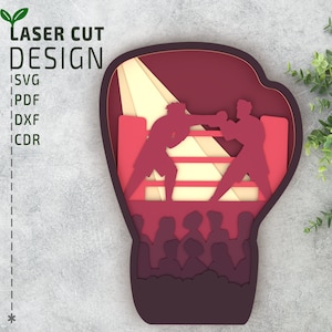 Guantes de boxeo archivos cortados con láser SVG, SVG en capas, archivo de corte láser multicapa, cricut svg, archivos Glowforge, 3d svg, Multilayer svg