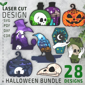 Halloween Big Bundle SVG Laser Cut Files, Layered svg, Multilayer Svg, 3d Svg, Glowforge files, Cricut files, 3d paper cut svg, Xtool files